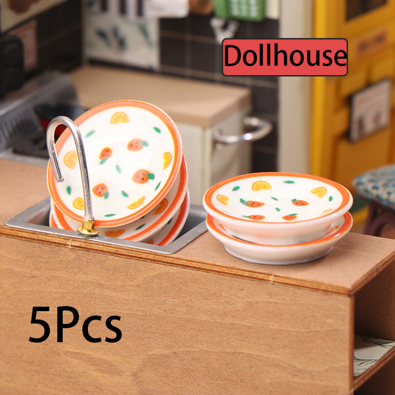 Kitchen Appliances Store - 5Pcs 1/12 Dollhouse Mini Plates Dishes