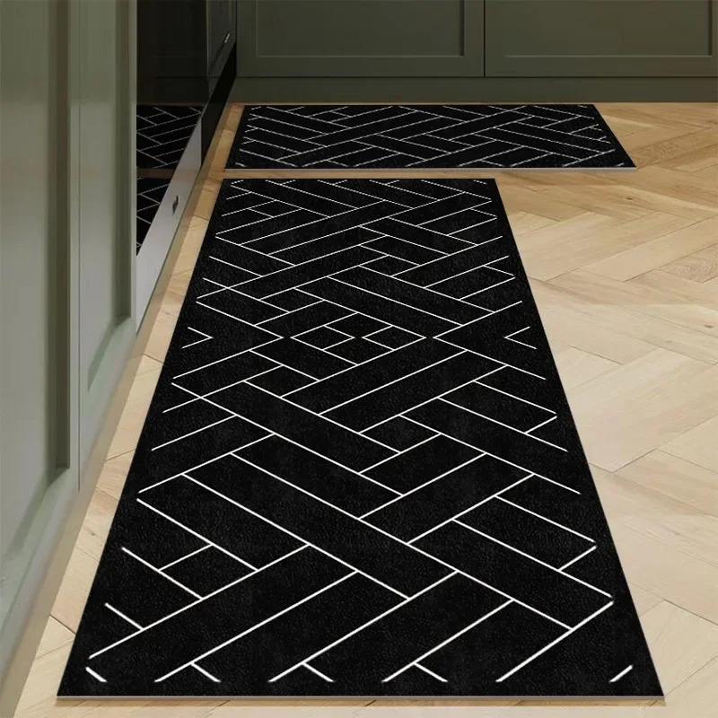 Kitchen Appliances White - Minimalist Black White Herringbone Kitchen Mat