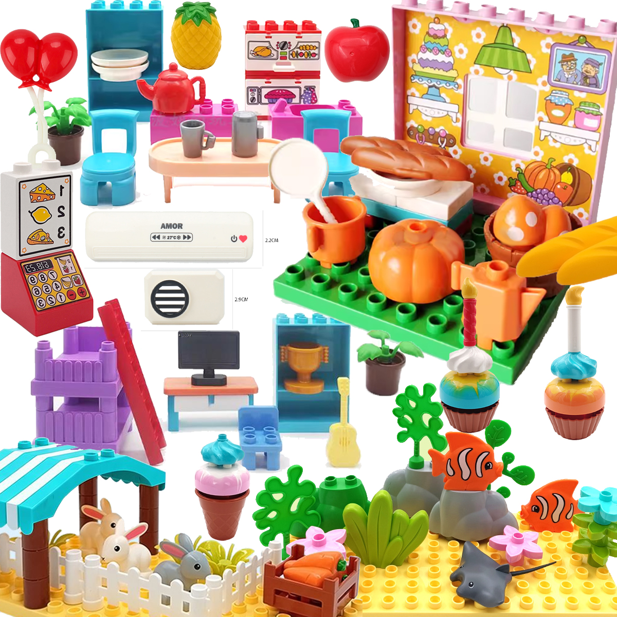 Kitchen Appliances For Gift - Large Building Blocks Scene Accessories Dining