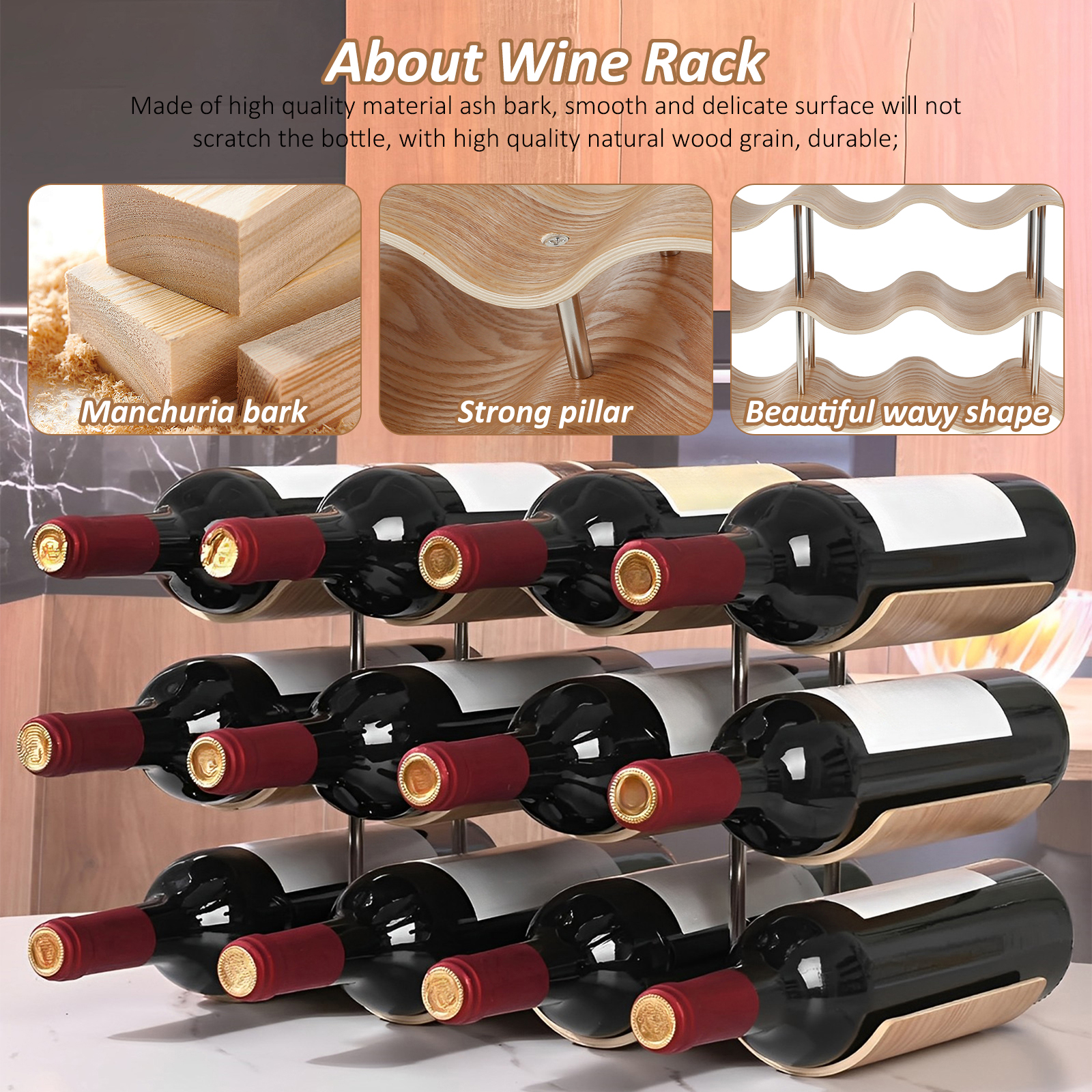 2/3-Tier Wooden Wine Rack Wavy – Kitchen Appliances Rack Bewertung und Preis